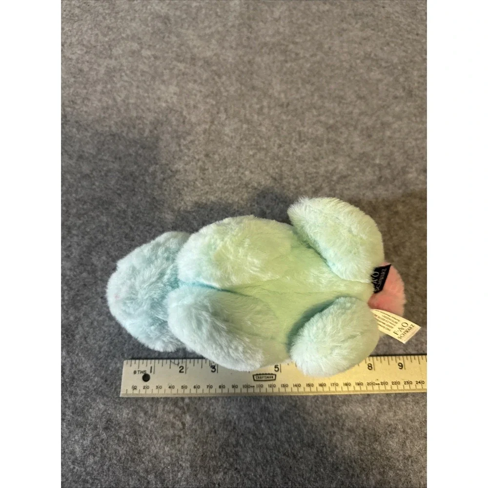 FAO Schwarz Rabbit Plush Pastel Tail Easter Bunny Mint Green Blue Glitter Ear 8